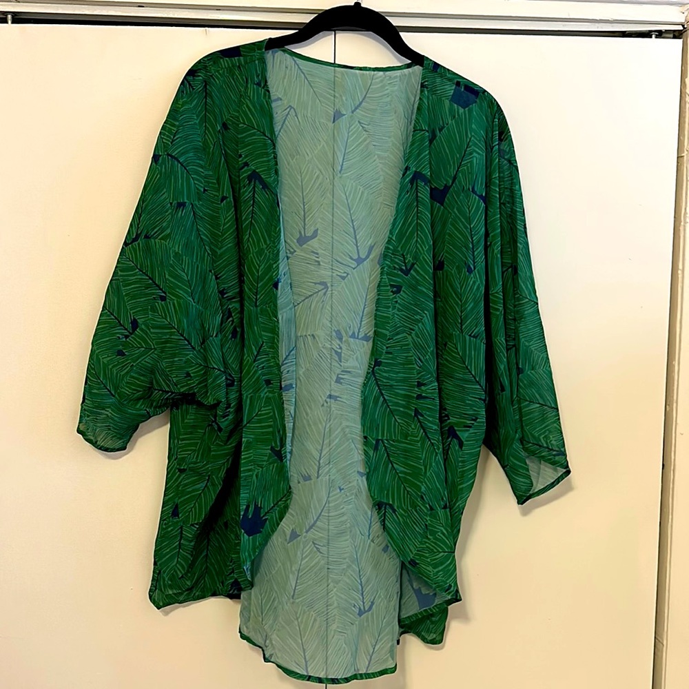 Green floral kimono